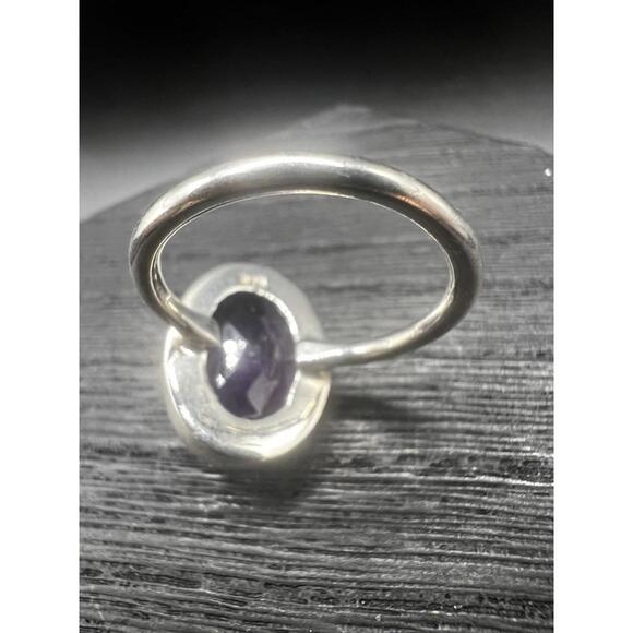 Sterling Silver Faceted Genuine Amethyst Solitaire Ring 8 Carat Size 8 Handmade - Picture 9 of 9